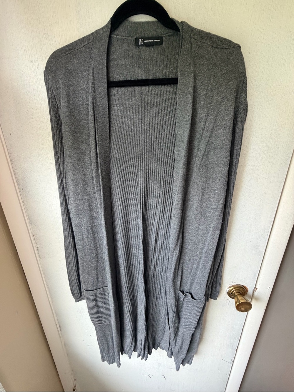 Worthington Charcoal Open-Front Ribbed Cardigan